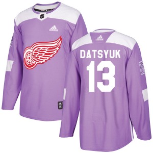 Adult Authentic Detroit Red Wings Pavel Datsyuk Purple Hockey Fights Cancer Practice Official Adidas Jersey