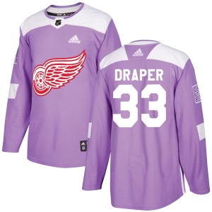 Adult Authentic Detroit Red Wings Kris Draper Purple Hockey Fights Cancer Practice Official Adidas Jersey