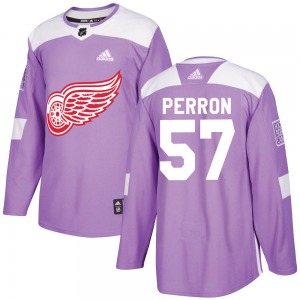 Adult Authentic Detroit Red Wings David Perron Purple Hockey Fights Cancer Practice Official Adidas Jersey