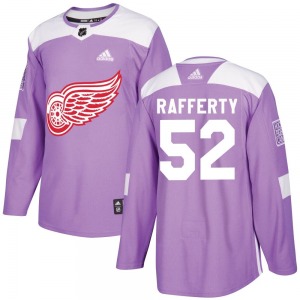 Adult Authentic Detroit Red Wings Brogan Rafferty Purple Hockey Fights Cancer Practice Official Adidas Jersey