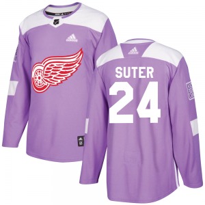 Adult Authentic Detroit Red Wings Pius Suter Purple Hockey Fights Cancer Practice Official Adidas Jersey