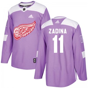 Adult Authentic Detroit Red Wings Filip Zadina Purple Hockey Fights Cancer Practice Official Adidas Jersey