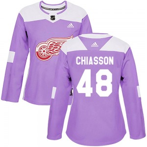 Women's Authentic Detroit Red Wings Alex Chiasson Purple Hockey Fights Cancer Practice Official Adidas Jersey