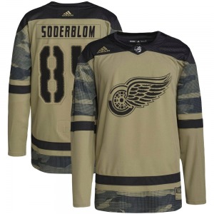 Youth Authentic Detroit Red Wings Elmer Soderblom Camo Military Appreciation Practice Official Adidas Jersey