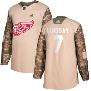 Youth Authentic Detroit Red Wings Ted Lindsay Camo Veterans Day Practice Official Adidas Jersey