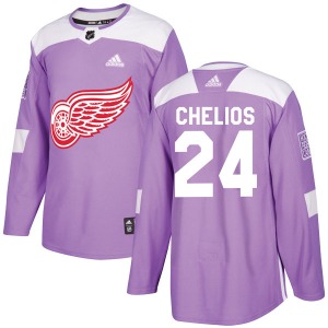 Youth Authentic Detroit Red Wings Chris Chelios Purple Hockey Fights Cancer Practice Official Adidas Jersey