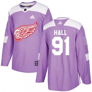Youth Authentic Detroit Red Wings Curtis Hall Purple Hockey Fights Cancer Practice Official Adidas Jersey