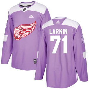 Youth Authentic Detroit Red Wings Dylan Larkin Purple Hockey Fights Cancer Practice Official Adidas Jersey