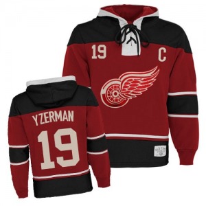 Youth Authentic Detroit Red Wings Steve Yzerman Red Old Time Hockey Sawyer Hooded Sweatshirt