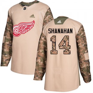 Adult Authentic Detroit Red Wings Brendan Shanahan Camo Veterans Day Practice Official Adidas Jersey