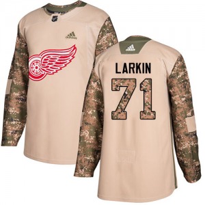 Youth Authentic Detroit Red Wings Dylan Larkin Camo Veterans Day Practice Official Adidas Jersey