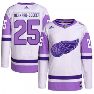 Youth Authentic Detroit Red Wings Jacob Bernard-Docker White/Purple Hockey Fights Cancer Primegreen Official Adidas Jersey