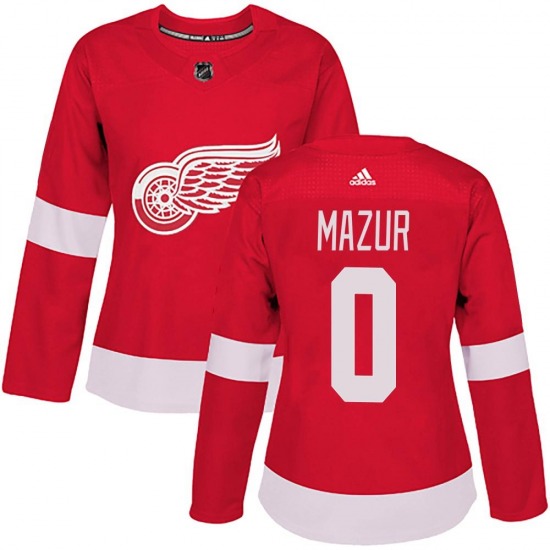 Women's Authentic Detroit Red Wings Carter Mazur Red Home Official Adidas Jersey