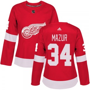 Women's Authentic Detroit Red Wings Carter Mazur Red Home Official Adidas Jersey