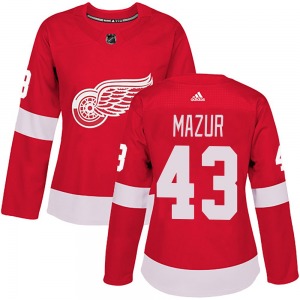 Women's Authentic Detroit Red Wings Carter Mazur Red Home Official Adidas Jersey