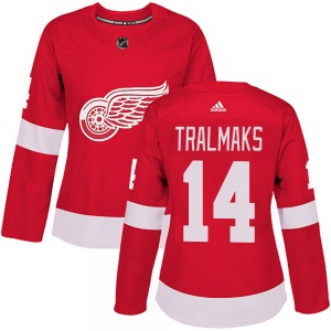 Women's Authentic Detroit Red Wings Eduards Tralmaks Red Home Official Adidas Jersey
