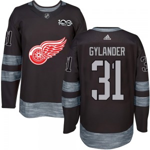 Adult Authentic Detroit Red Wings Carter Gylander Black 1917-2017 100th Anniversary Official Jersey