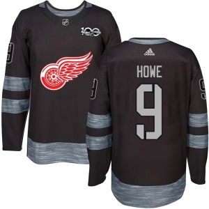 Adult Authentic Detroit Red Wings Gordie Howe Black 1917-2017 100th Anniversary Official Jersey