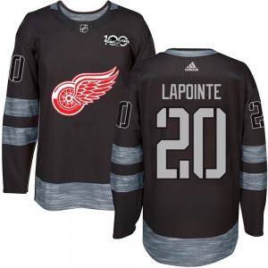 Adult Authentic Detroit Red Wings Martin Lapointe Black 1917-2017 100th Anniversary Official Jersey