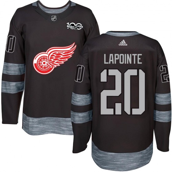 Adult Authentic Detroit Red Wings Martin Lapointe Black 1917-2017 100th Anniversary Official Jersey