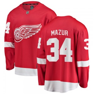 Adult Breakaway Detroit Red Wings Carter Mazur Red Home Official Fanatics Branded Jersey