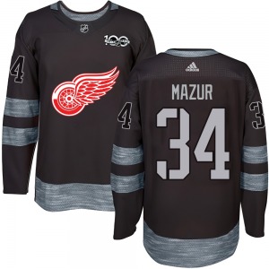 Youth Authentic Detroit Red Wings Carter Mazur Black 1917-2017 100th Anniversary Official Jersey