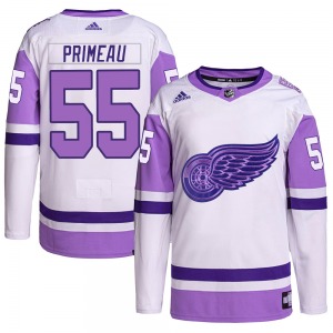 Adult Authentic Detroit Red Wings Keith Primeau White/Purple Hockey Fights Cancer Primegreen Official Adidas Jersey