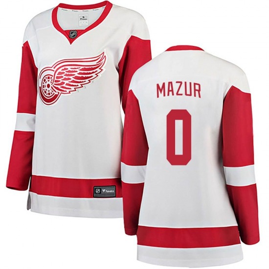 Women's Breakaway Detroit Red Wings Carter Mazur White Away Official Fanatics Branded Jersey