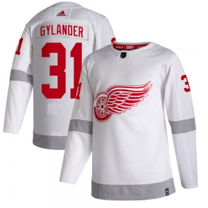 Adult Authentic Detroit Red Wings Carter Gylander White 2020/21 Reverse Retro Official Adidas Jersey