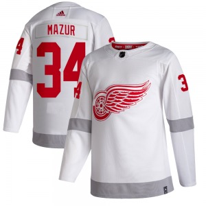 Adult Authentic Detroit Red Wings Carter Mazur White 2020/21 Reverse Retro Official Adidas Jersey