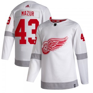 Adult Authentic Detroit Red Wings Carter Mazur White 2020/21 Reverse Retro Official Adidas Jersey