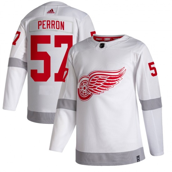 Adult Authentic Detroit Red Wings David Perron White 2020/21 Reverse Retro Official Adidas Jersey