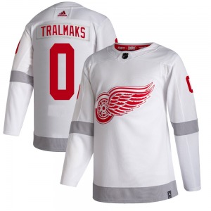 Adult Authentic Detroit Red Wings Eduards Tralmaks White 2020/21 Reverse Retro Official Adidas Jersey