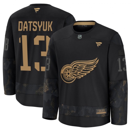 Youth Premium Detroit Red Wings Pavel Datsyuk Black 2024 Military Appreciation Practice Official Fanatics Jersey