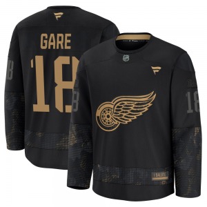 Youth Premium Detroit Red Wings Danny Gare Black 2024 Military Appreciation Practice Official Fanatics Jersey
