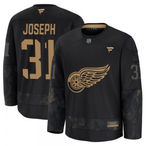 Youth Premium Detroit Red Wings Curtis Joseph Black 2024 Military Appreciation Practice Official Fanatics Jersey