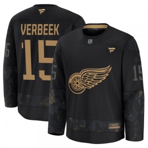 Youth Premium Detroit Red Wings Pat Verbeek Black 2024 Military Appreciation Practice Official Fanatics Jersey