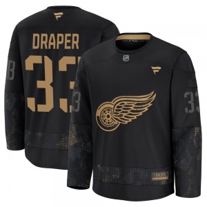 Adult Premium Detroit Red Wings Kris Draper Black 2024 Military Appreciation Practice Official Fanatics Jersey