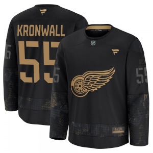 Adult Premium Detroit Red Wings Niklas Kronwall Black 2024 Military Appreciation Practice Official Fanatics Jersey
