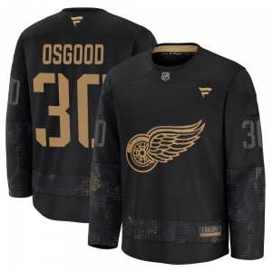Adult Premium Detroit Red Wings Chris Osgood Black 2024 Military Appreciation Practice Official Fanatics Jersey