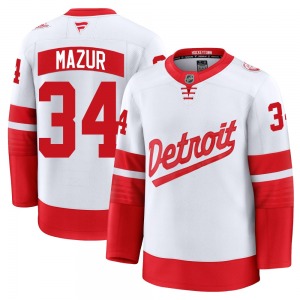 Adult Premium Detroit Red Wings Carter Mazur White 2025 Stadium Series Official Fanatics Jersey