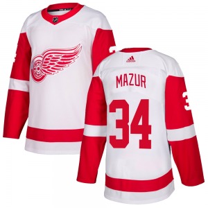 Adult Authentic Detroit Red Wings Carter Mazur White Official Adidas Jersey