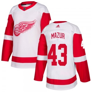 Adult Authentic Detroit Red Wings Carter Mazur White Official Adidas Jersey
