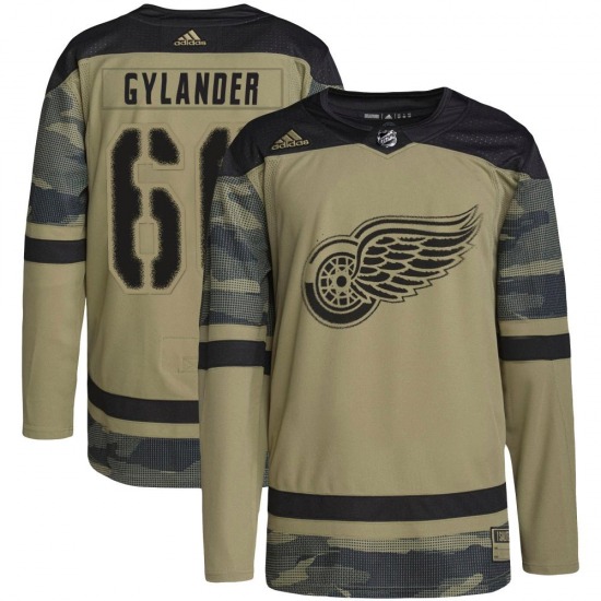 Adult Authentic Detroit Red Wings Carter Gylander Camo Military Appreciation Practice Official Adidas Jersey