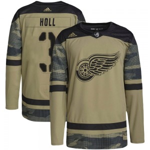Adult Authentic Detroit Red Wings Justin Holl Camo Military Appreciation Practice Official Adidas Jersey