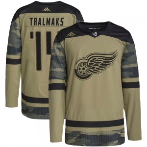 Adult Authentic Detroit Red Wings Eduards Tralmaks Camo Military Appreciation Practice Official Adidas Jersey