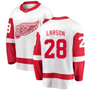 Youth Breakaway Detroit Red Wings Reed Larson White Away Official Fanatics Branded Jersey