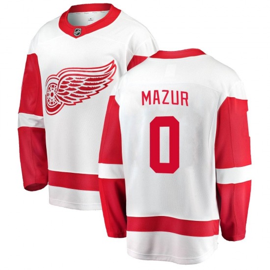 Youth Breakaway Detroit Red Wings Carter Mazur White Away Official Fanatics Branded Jersey