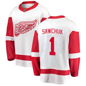Youth Breakaway Detroit Red Wings Terry Sawchuk White Away Official Fanatics Branded Jersey