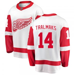 Youth Breakaway Detroit Red Wings Eduards Tralmaks White Away Official Fanatics Branded Jersey